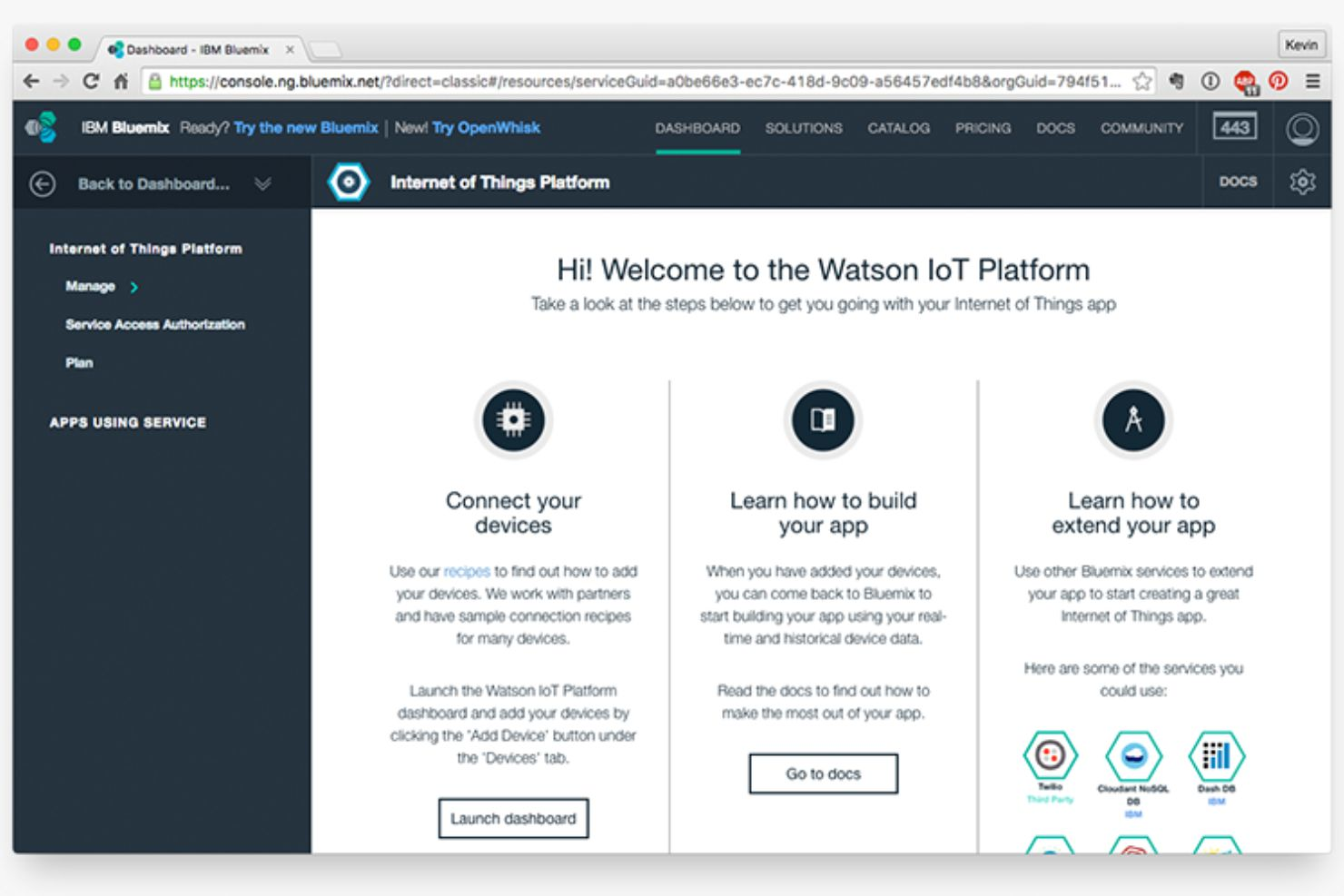 IBM Watson IoT Platform (IBM Bluemix) スクリーンショット - 2023 年の QA チーム向けの 15 のベスト IoT テスト ツール
