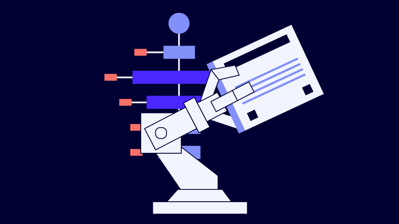 Robot arm graphic image that illustrates test case management with Jira