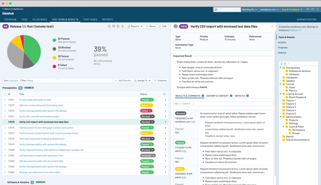 TestTrial review showing test management that manage, organize, and track testing efforts